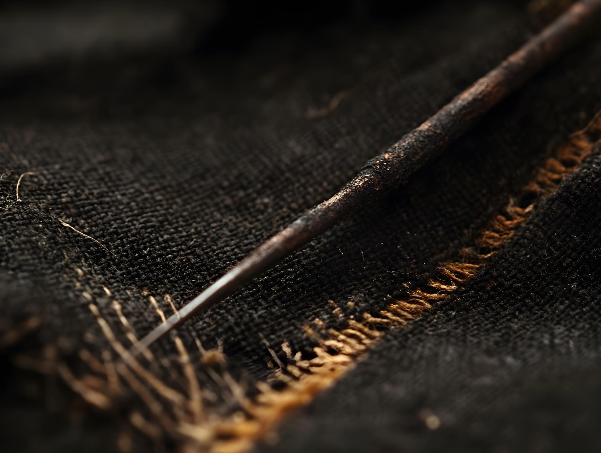 Close-up embroidered luxury textile on dark background