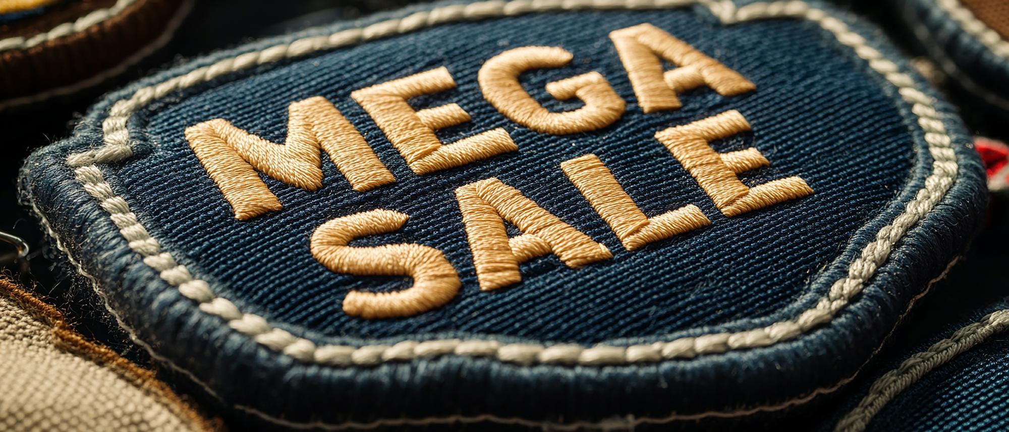 Pricing sample embroidered badge on fabric